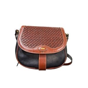 Vintage Bally Woven Leather Saddle Crossbody Bag